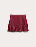 Satin Ruffle Mini A-Line Skirt