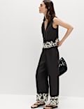 Modal Rich Embroidered Straight Leg Trousers