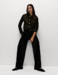 Fluid Velvet Wide Leg Trousers