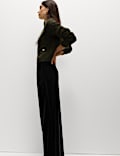 Fluid Velvet Wide Leg Trousers