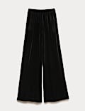 Fluid Velvet Wide Leg Trousers