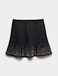 Scattered Embellished Mini Skater Skirt