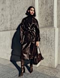 Textured Belted Longline Trench Coat