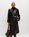Textured Belted Longline Trench Coat
