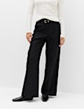 Belted Straight Leg Trousers