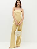Pantalon coupe &eacute;vas&eacute;e en satin