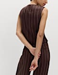 Linen Blend Sheen Pinstripe Waistcoat