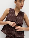 Linen Blend Sheen Pinstripe Waistcoat