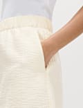 Cotton Blend High Waisted Shorts