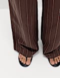 Linen Blend Pinstripe Relaxed Straight Trousers