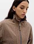Checked Funnel Neck Jacket