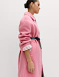 Brushed Collared Longline Car Coat with Wool