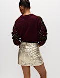 Metallic Textured Mini Column Skirt