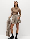 Checked Pleated Mini Skirt