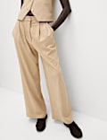 Pantalon coupe large imitation daim