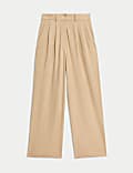 Pantalon coupe large imitation daim