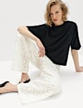Cutwork Embroidered Straight Leg Trousers