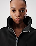Satin Funnel Neck Cropped Bomber Jacket