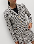 Veste sans encolure à carreaux en coton