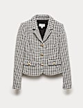 Veste sans encolure à carreaux en coton