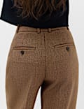 Pantalones de pata ancha de cuadros peque&ntilde;os con pliegues