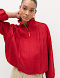 Lyocell Rich Pleated Funnel Neck Jacket