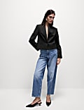 Pinstripe Single Breasted Cropped Blazer