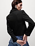 Pinstripe Single Breasted Cropped Blazer