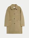 Twill Single Breasted Collared Coat
