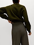 Pleat Front Wide Leg Trousers with Wool