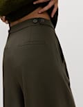 Pleat Front Wide Leg Trousers with Wool