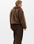 Faux Fur Collared Short Jacket