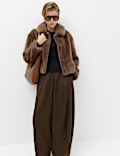 Faux Fur Collared Short Jacket