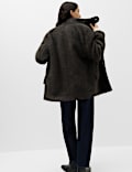 Brushed Funnel Neck Midi Coat