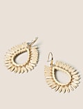 Gold Tone Raffia Drop Earrings