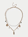 Gold Tone Multi Row Pearl Necklace 