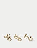 3 Pack Textured Mini Hoop Earrings