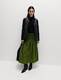 Gingham Midi A-Line Skirt