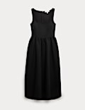 Robe patineuse midi à encolure carrée