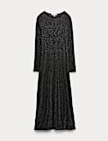 Mesh Jersey Sequin Column Dress