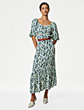 Floral V-Neck Midaxi Tea Dress