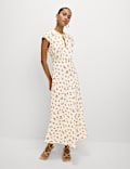 Floral Tie Neck Midaxi Tea Dress