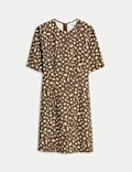 Animal Print Round Neck Mini Shift Dress