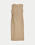 Linen Rich Ruched Midaxi Bodycon Dress