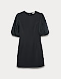 Organza Puff Sleeve Mini Shift Dress