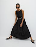 Belted Midaxi Waisted Dress
