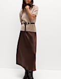 Satin Midi A-Line Skirt