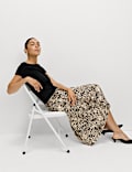 Animal Print Maxi Slip Skirt