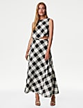 Checked Maxi A-Line Skirt