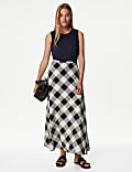 Checked Maxi A-Line Skirt